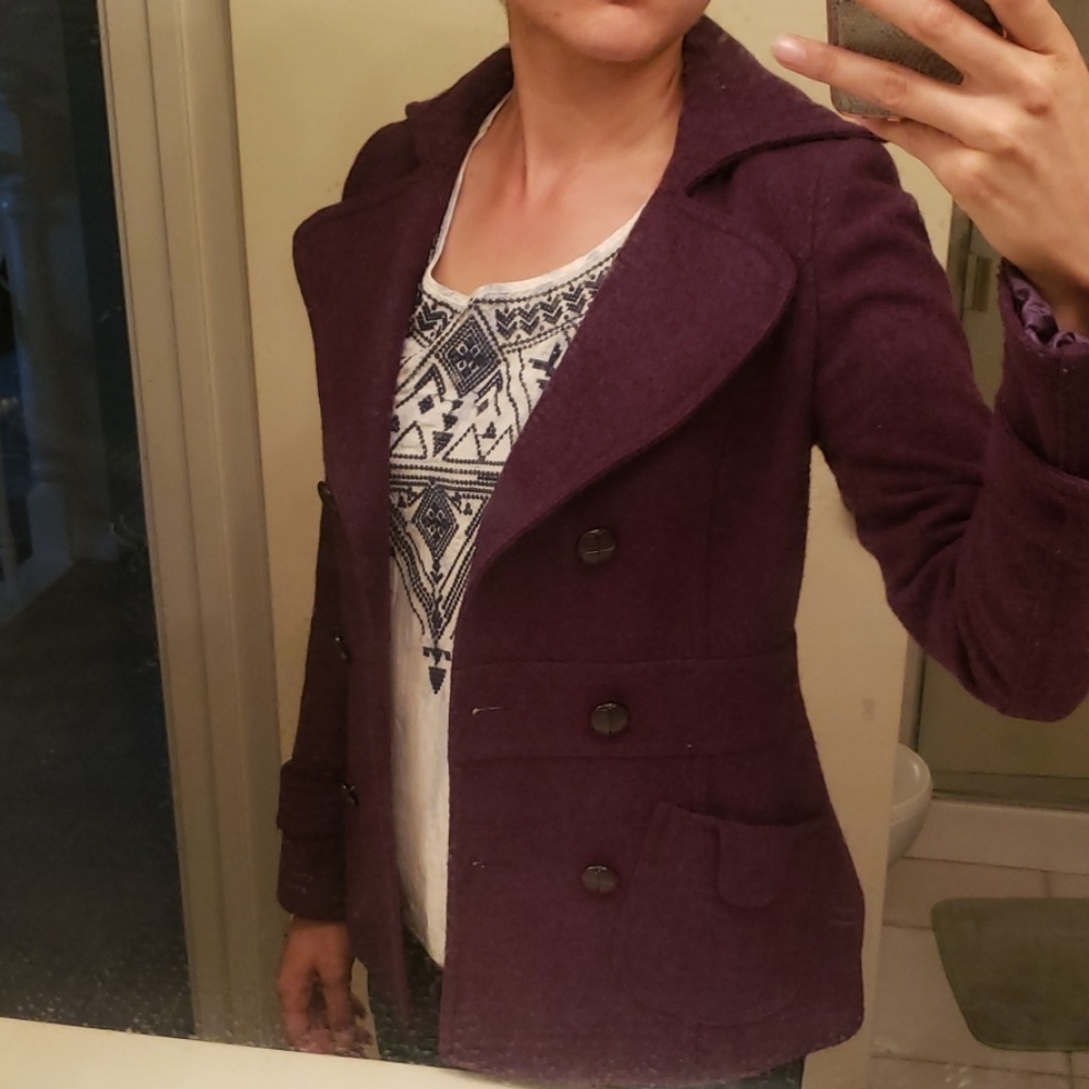 Purple Forever 21 Pea Coat (jacket, blazer)